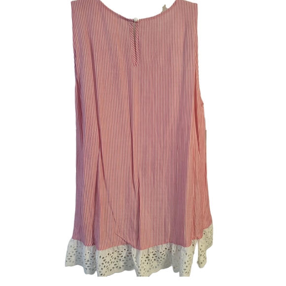 Chris & Carol Striped Magenta/White Tunic Crochet Hem in Lg - Picture 3 of 5